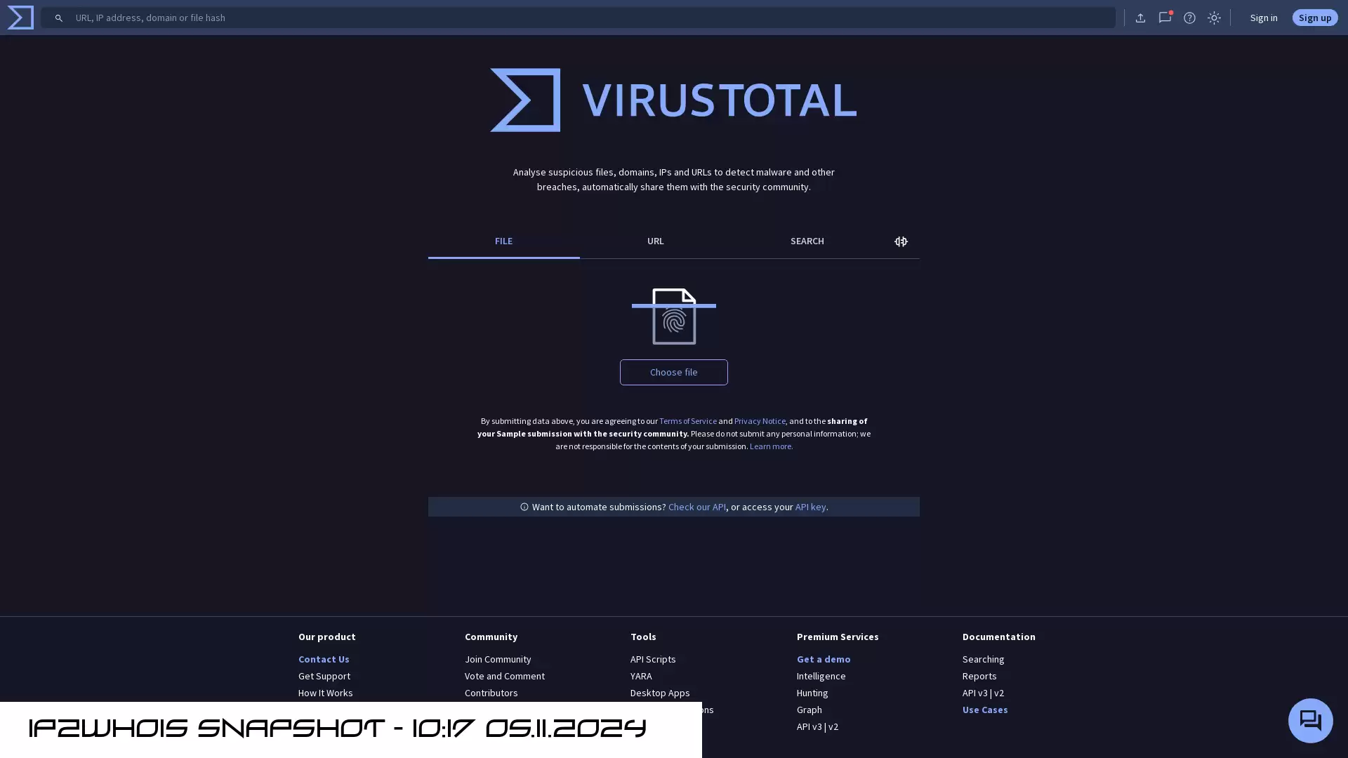 www.virustotal.com - snapshot