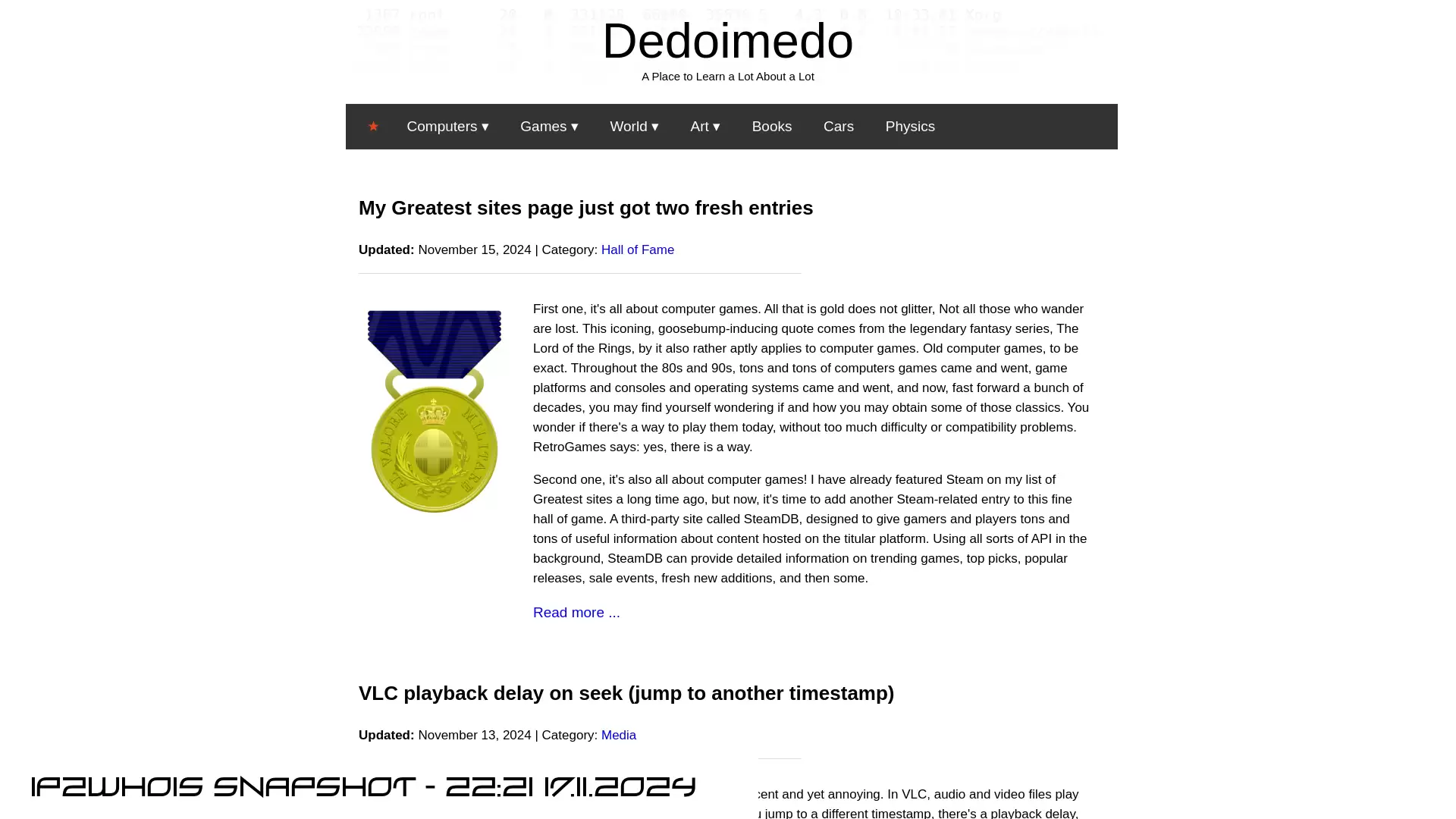 www.dedoimedo.com - snapshot