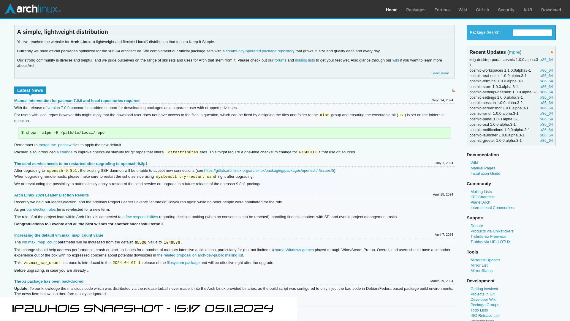 archlinux.org - snapshot