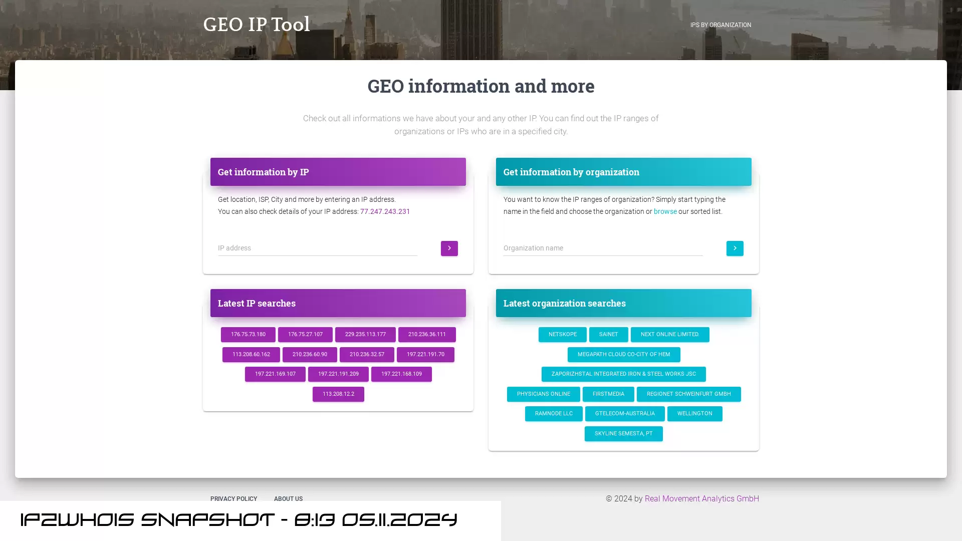 www.geoiptool.de - snapshot