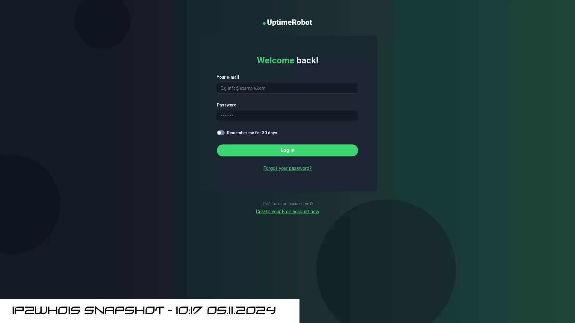 dashboard.uptimerobot.com - snapshot