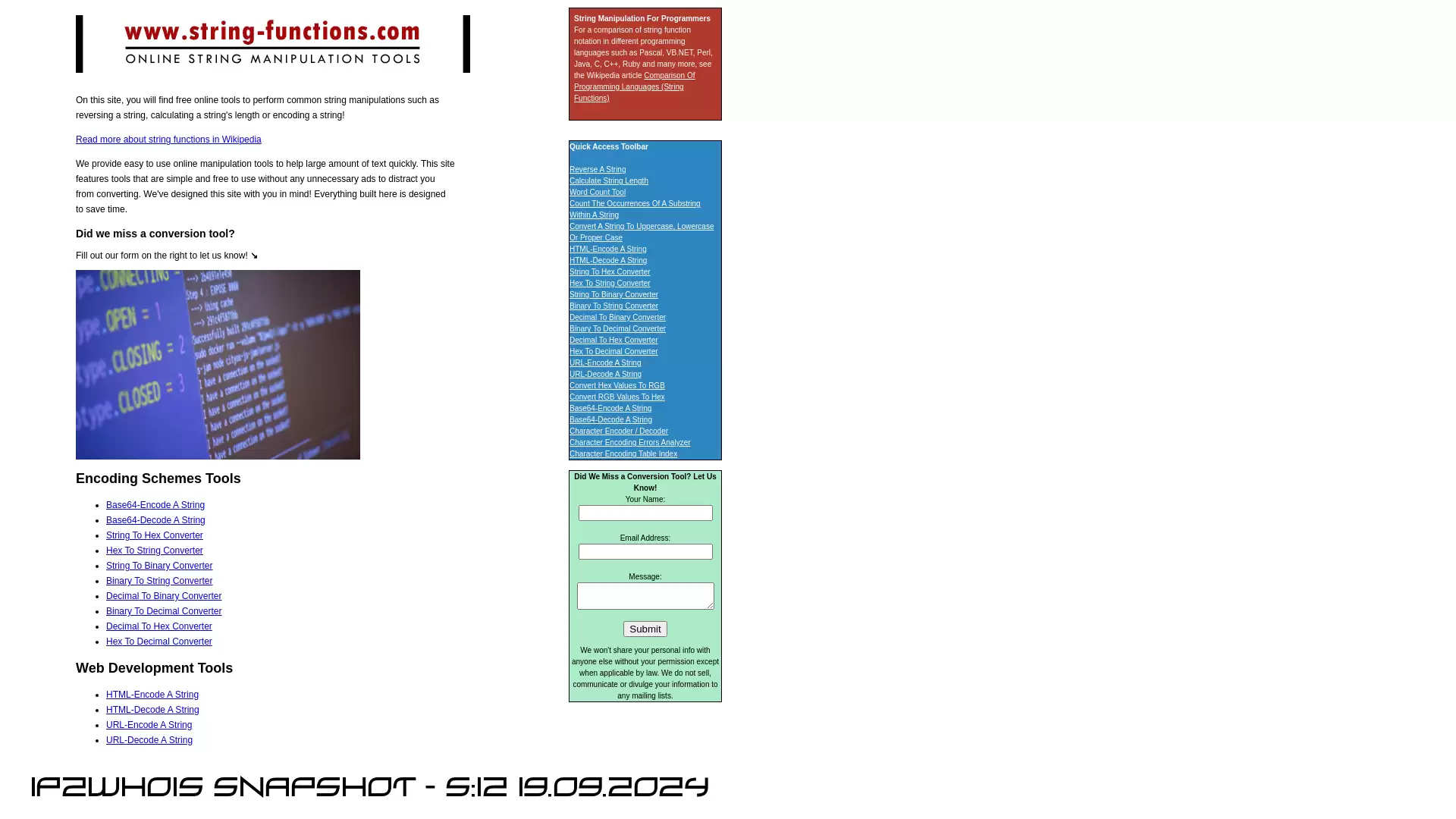 string-functions.com - snapshot