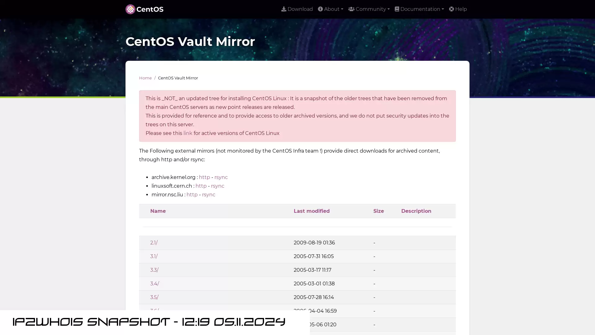 vault.centos.org - snapshot